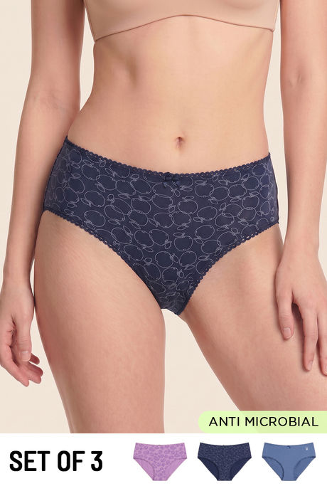 Buy Zivame Regular Rise Full Coverage Hipster Panty (Pack of 3) - Multicolor